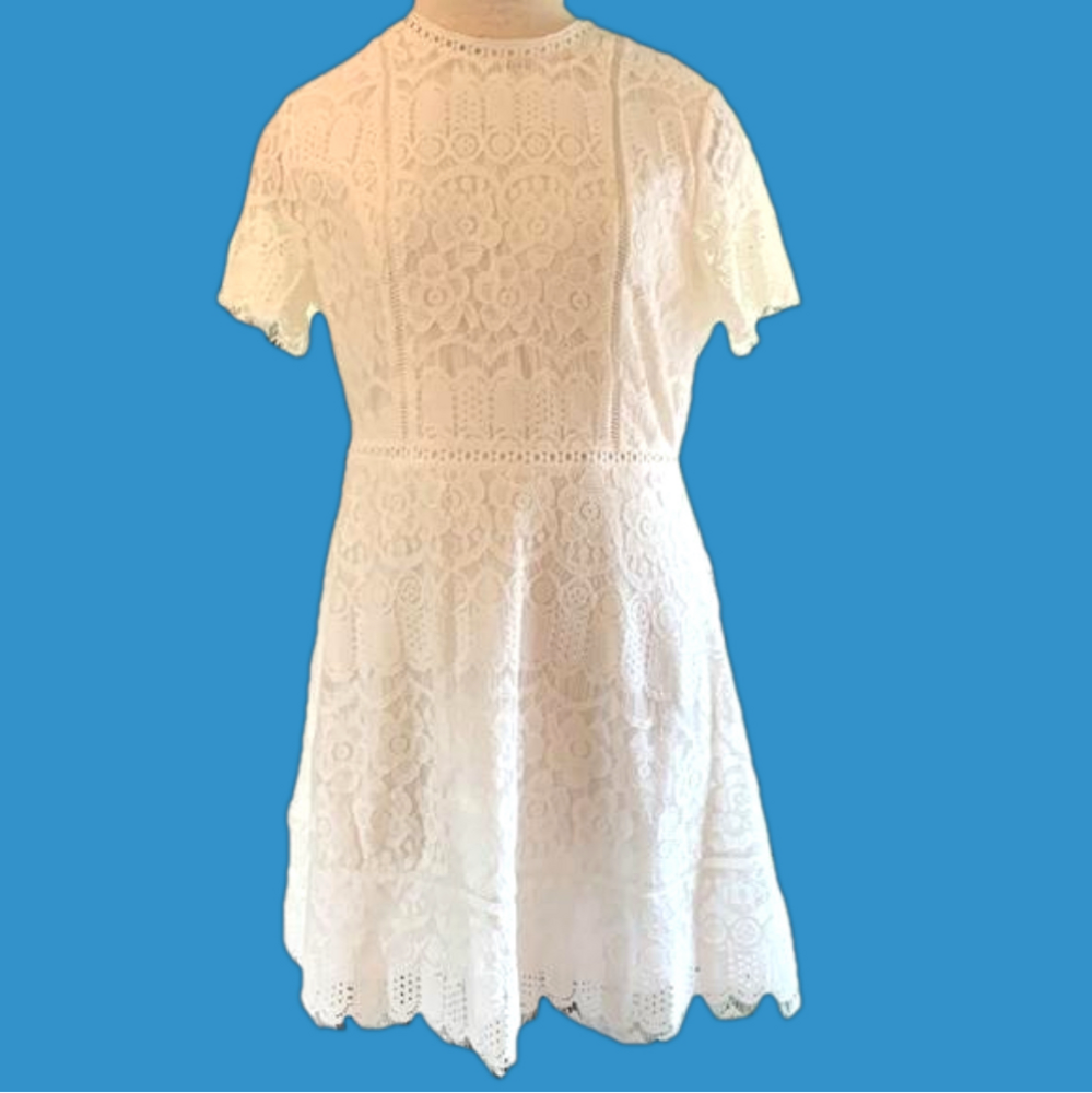 Blu Pepper White Lace Midi Dress